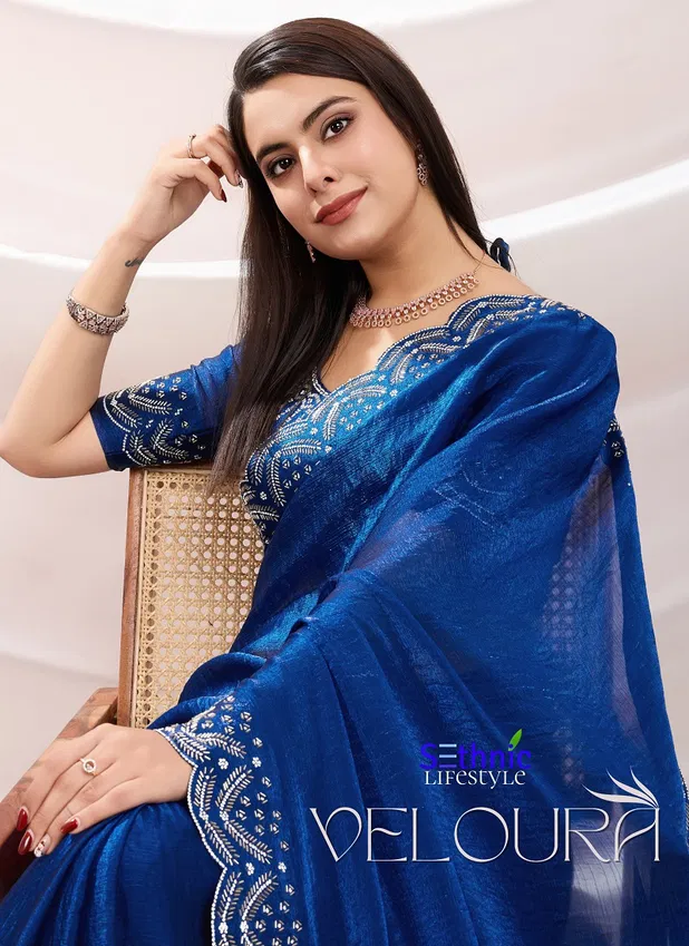 Veloura By Sethnic Velvet Chiffon Saree Wholesale Market In Surat